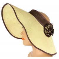 Straw Visor Hats – 12 PCS Foldable Accent With Matching Flowers - Natural - HT-5250NT